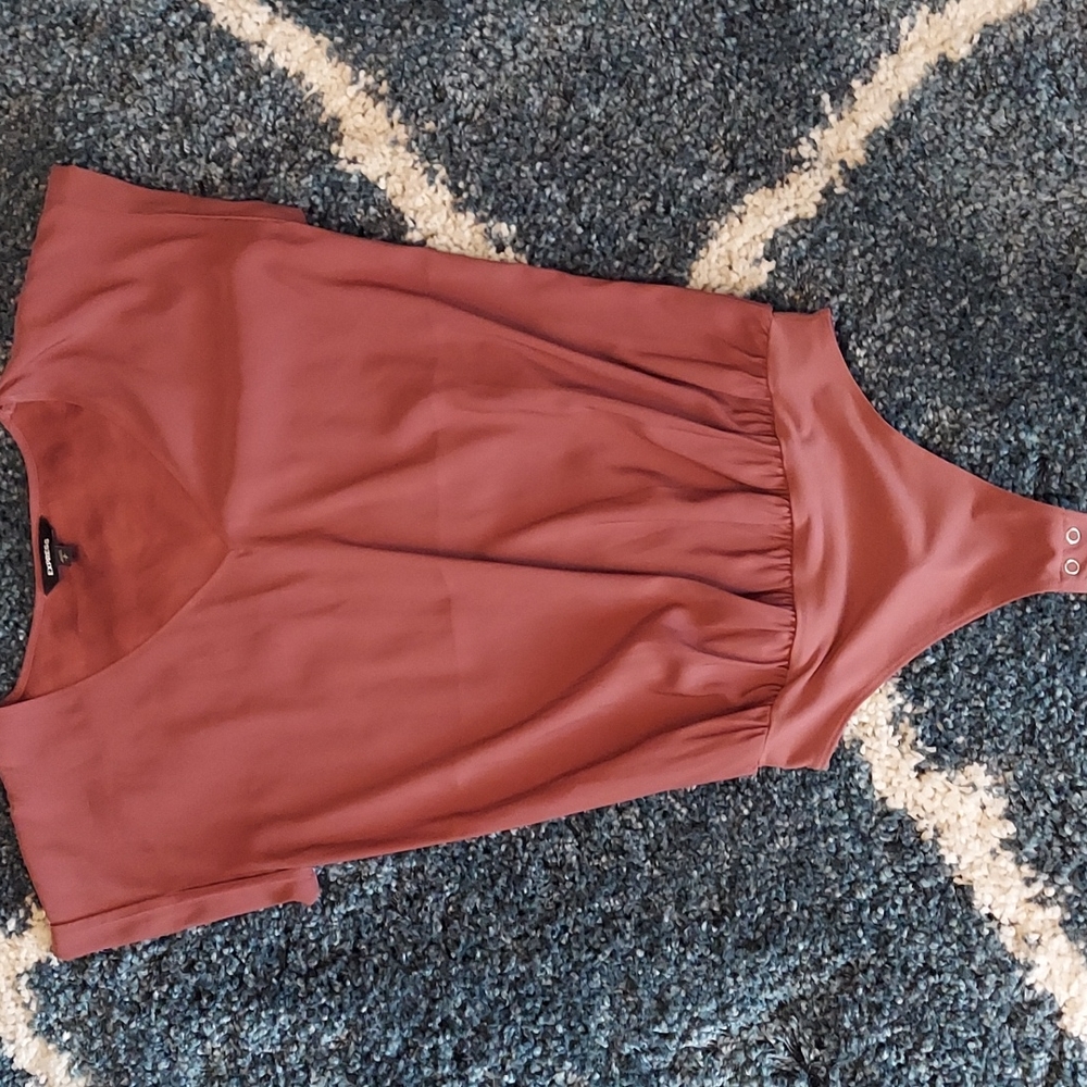 Dark rose colored, short sleeve body suit